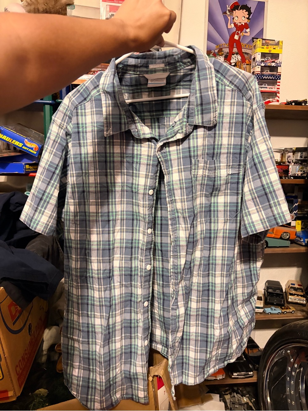 Columbia Men's Short Sleeve Plaid Shirt - Blue, Green, White